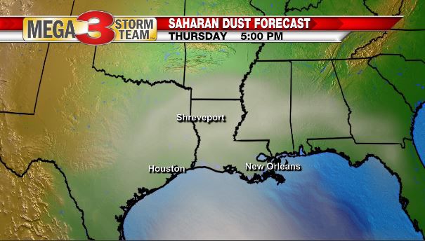 Saharan Dust Forecast for Thursday Afternoon (NOAA)